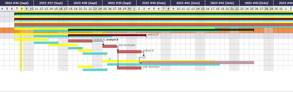 Baseline display on Gantt chart