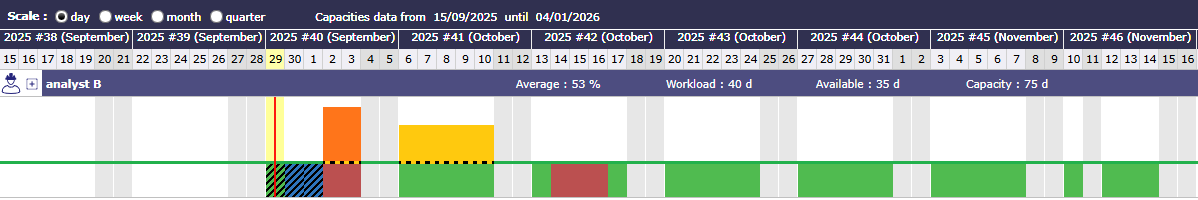 Dynamic Workplan with project color